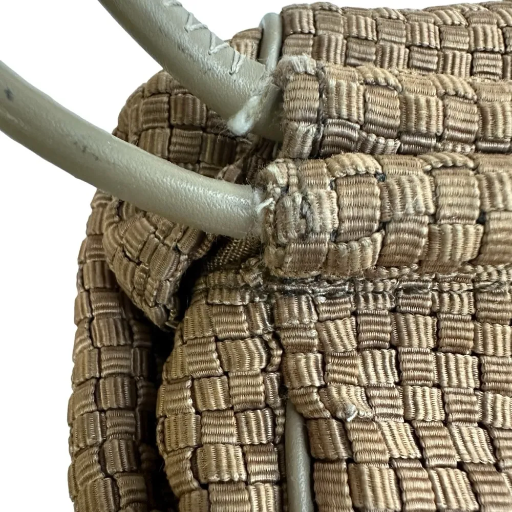 The Sak Basket Weave Handbag Tan Brown Leather Small Womens Purse - Image 6