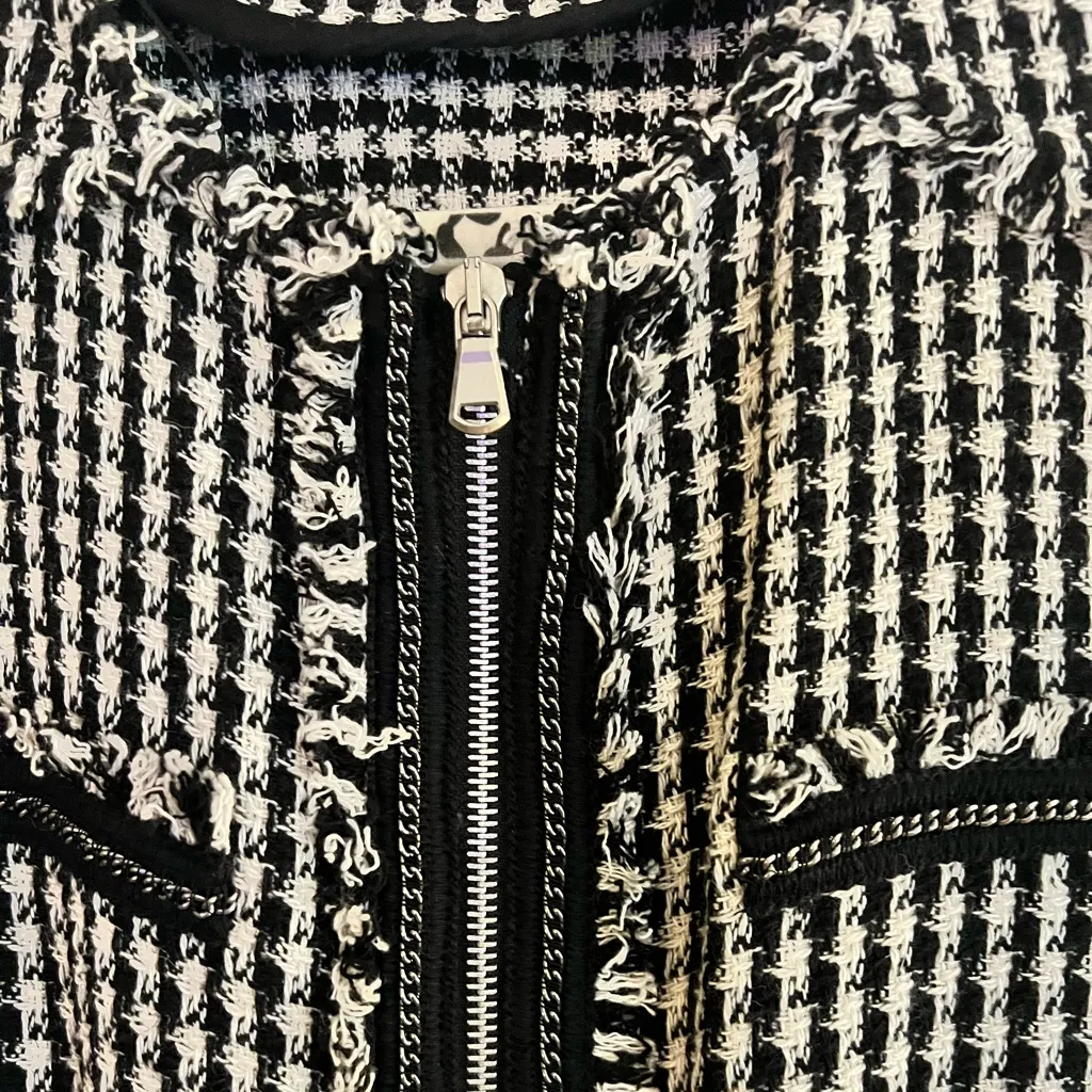 Zara TRF Outerwear Tweed Houndstooth Coat - Image 5