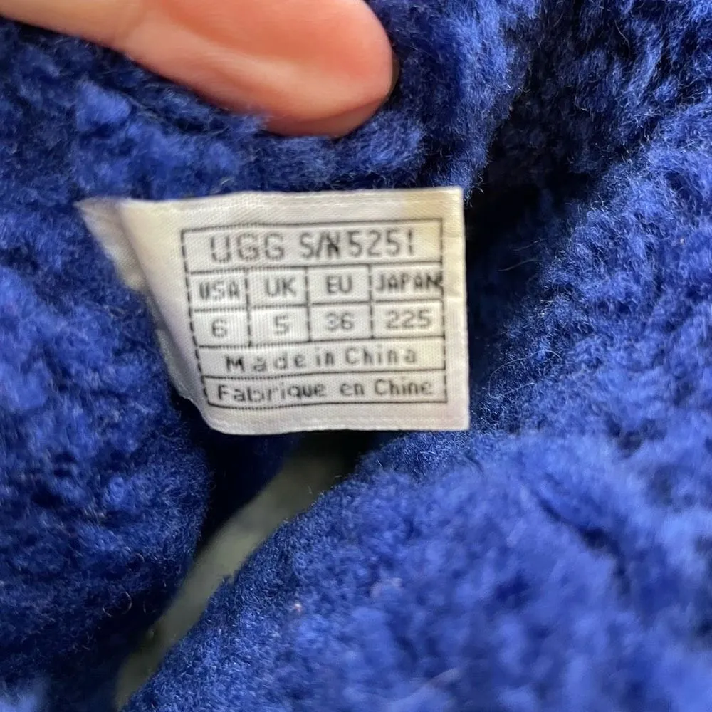 UGG Australia Classic Short 5251 Leather Sheepskin 6 Winter Boots Navy Blue - Image 7