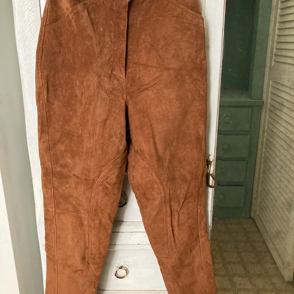 Bloomingdale's 80’s suede leather riding pants cowgirl Brown Size undefined - Image 4