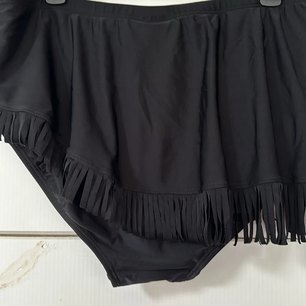 Swimsuits For All Fringe Sarong Skirt Black NEW Size 20 - Image 9