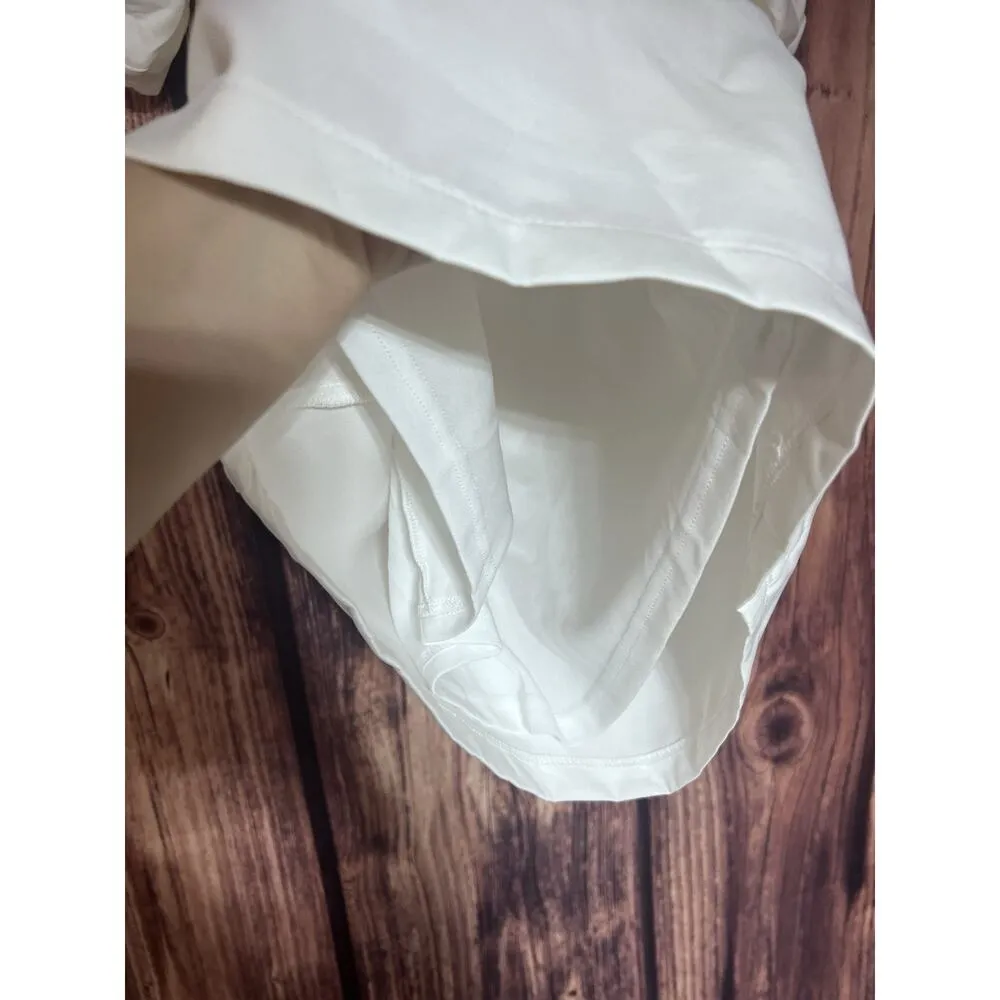 White Oversize Puff Sleeve Mini Sheath Dress Romantic Idem Ditto Party Prom SZ S - Image 9