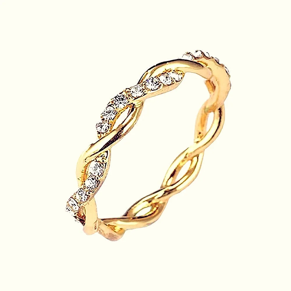 *NEW 14k Gold Plated Sterling Simulated Diamond Eternity Band‎ Ring, Size 7.5 - Image 6