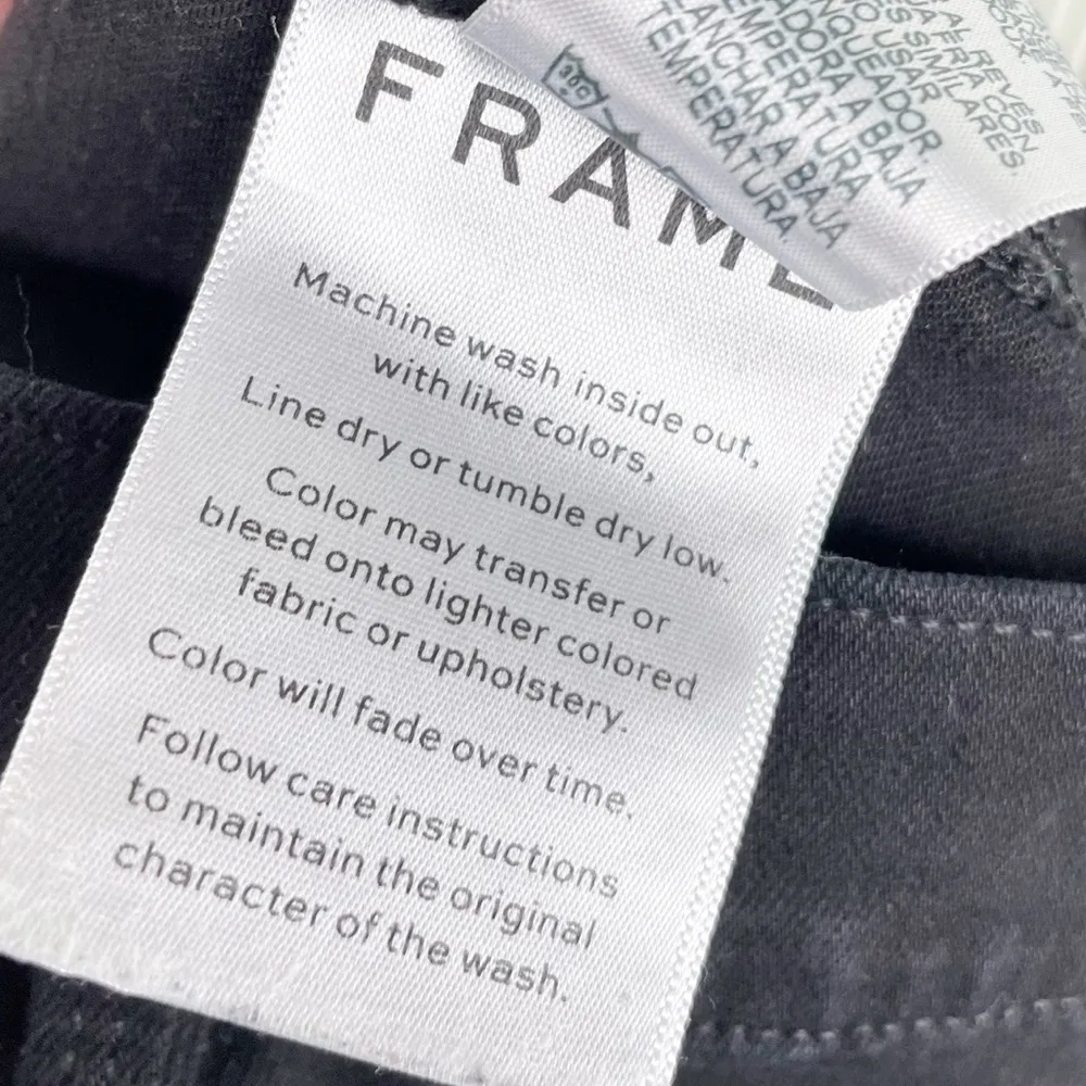 Frame Denim Le High Skinny Jeans in Film Noir Black Distressed Step Hem Size 27 - Image 8