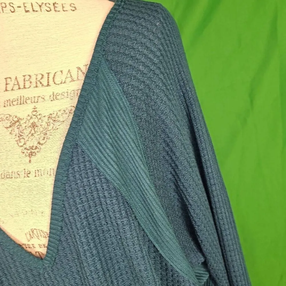 NWT We The Free‎ People Womens Pallace Teal Santa Clara Thermal Shirt Top Small - Image 3