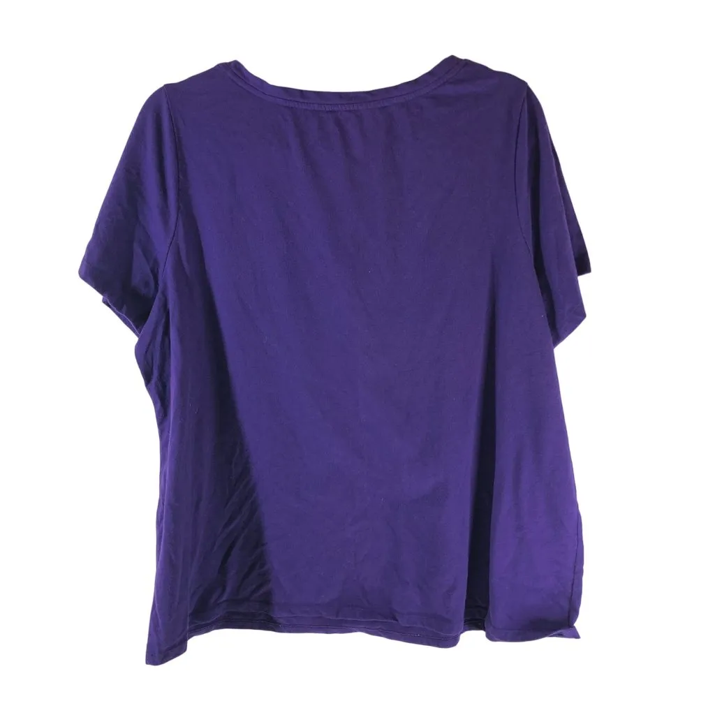 Lane Bryant Womens T Shirt Top Scoop Neck Cotton Blend Short Sleeve Purple 18/20 - Image 2