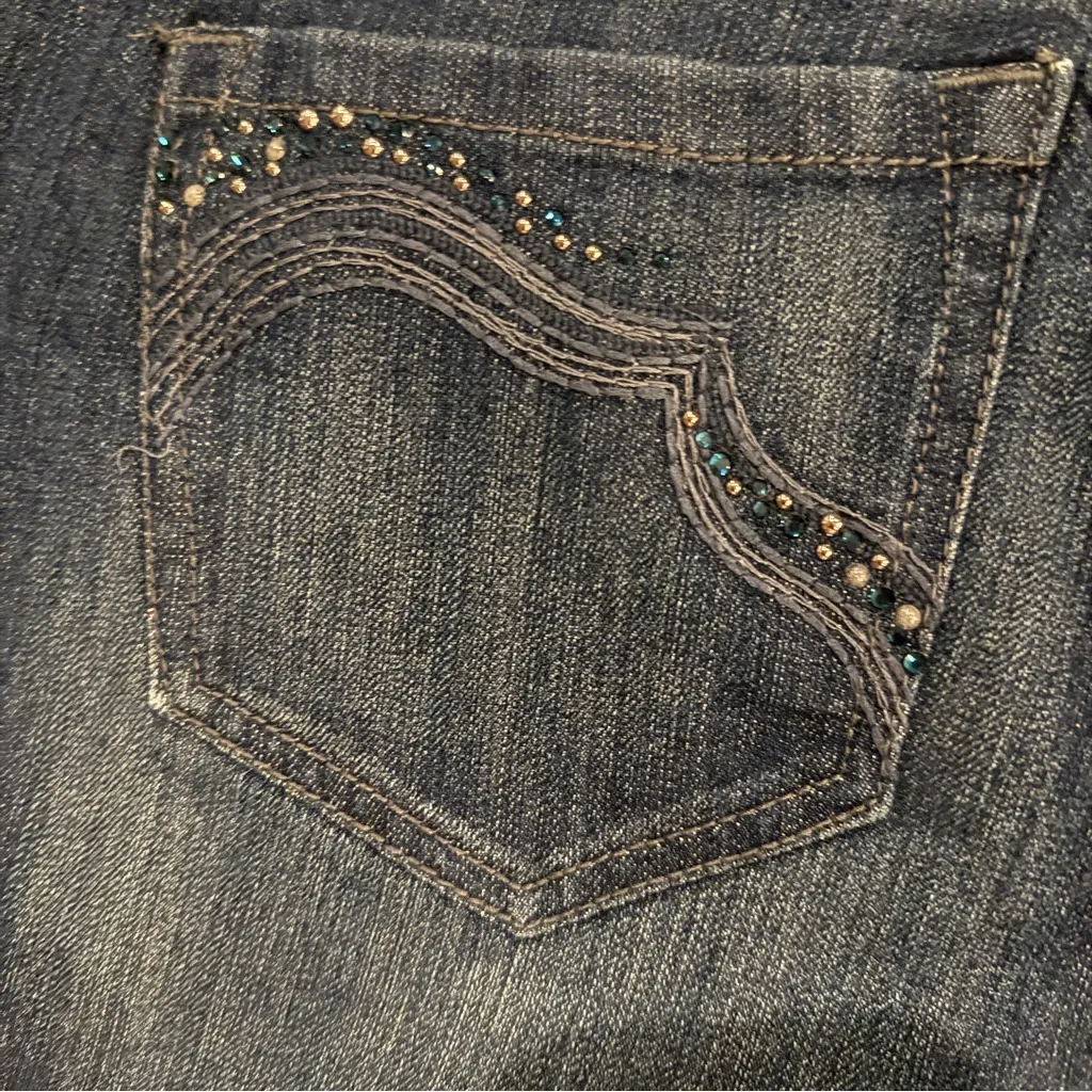 jeans dark denim embellished pockets size 12 Gloria Vanderbilt “Lina” - Image 4