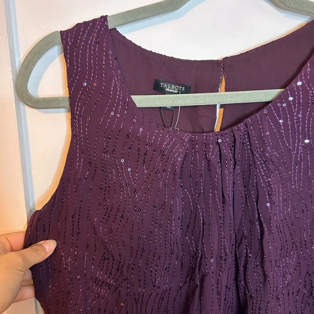 NWT Talbots Eggplant Sequin Silk Blouse - Image 5