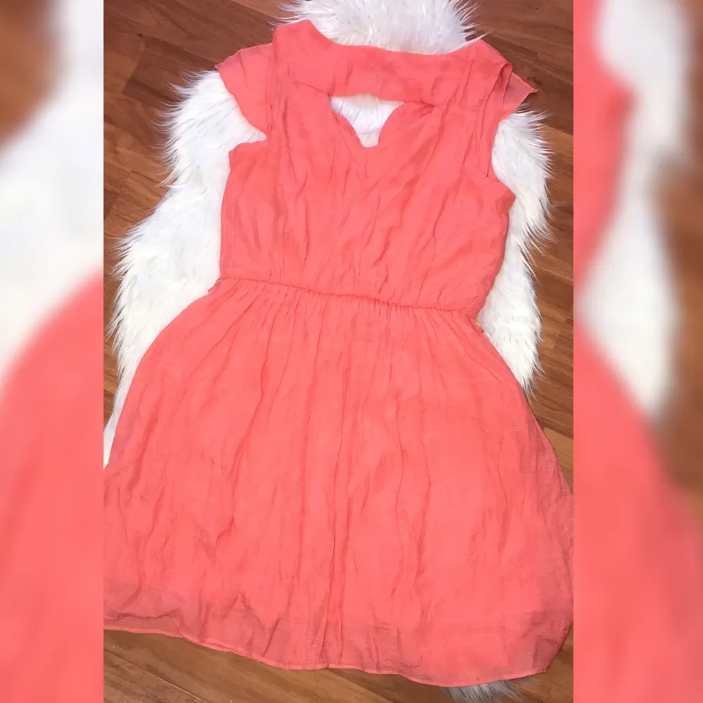 IZ Bayer Coral Guaze Ruffle Summer Dress Size M - Image 3