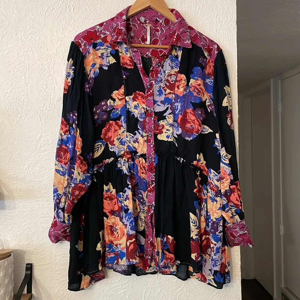 Free People Floral Multicolor Dress Brunch A Bunch Floral Tunic - Image 3