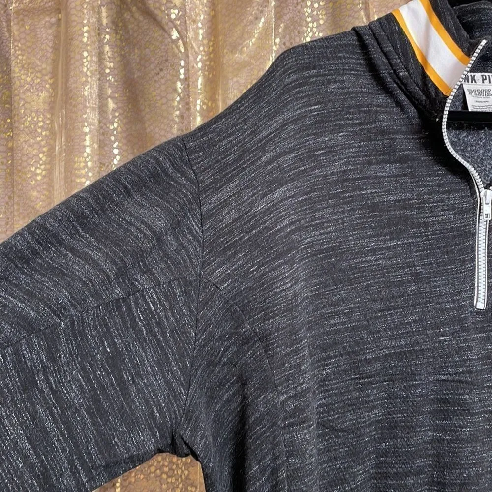PINK Victoria’s Secret dark gray/white/yellow logo pullover, size L, NWOT‎ - Image 8