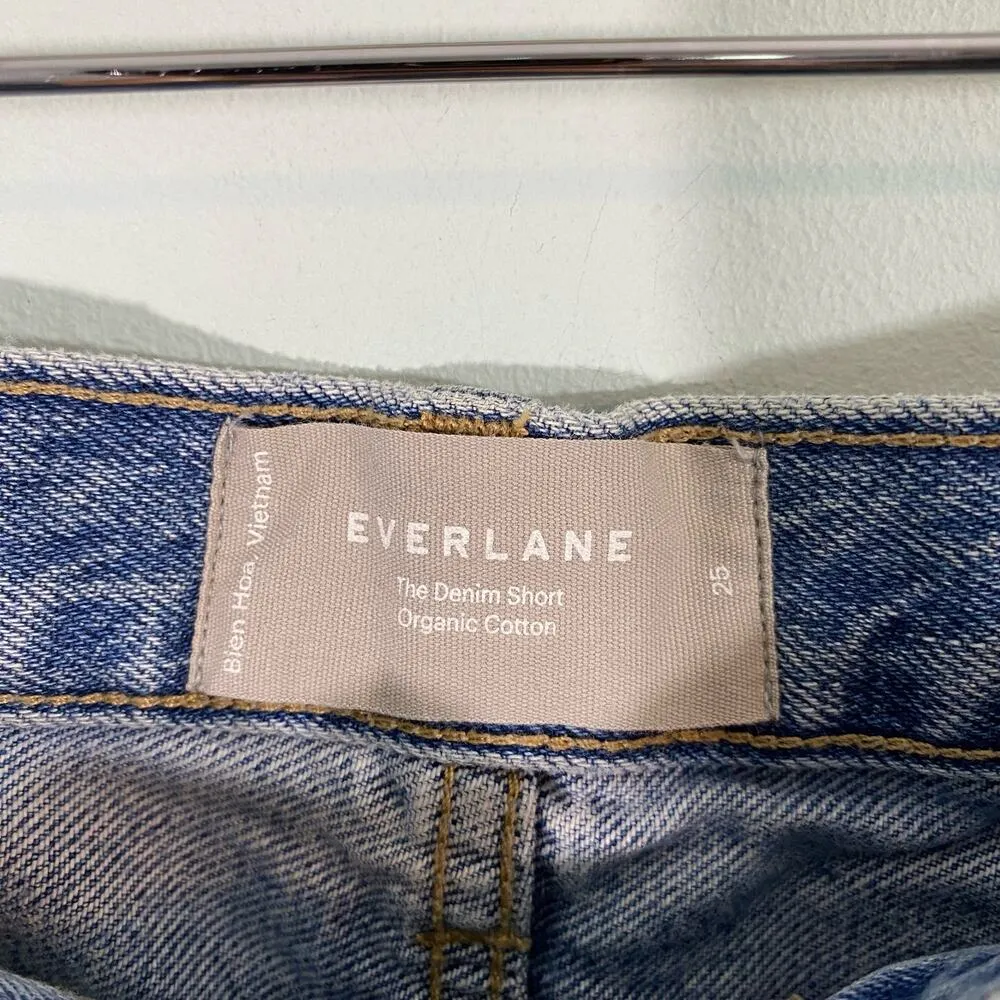 Everlane Women's Blue Organic Cotton Cuff Hem Denim Shorts Size 25 - Image 6