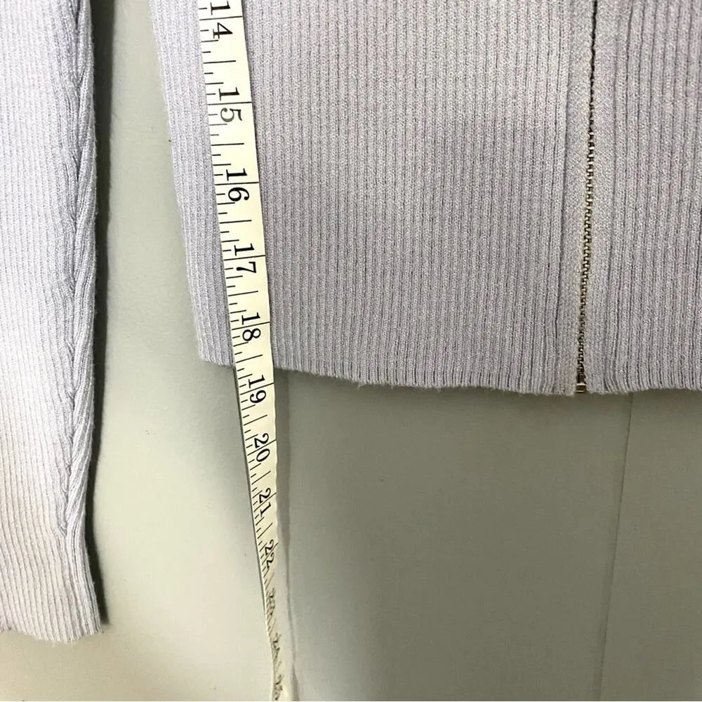 Pink Rose Blue Periwinkle Soft Ribbed Knit Full-zip Top Skirt Matching Set S - Image 5