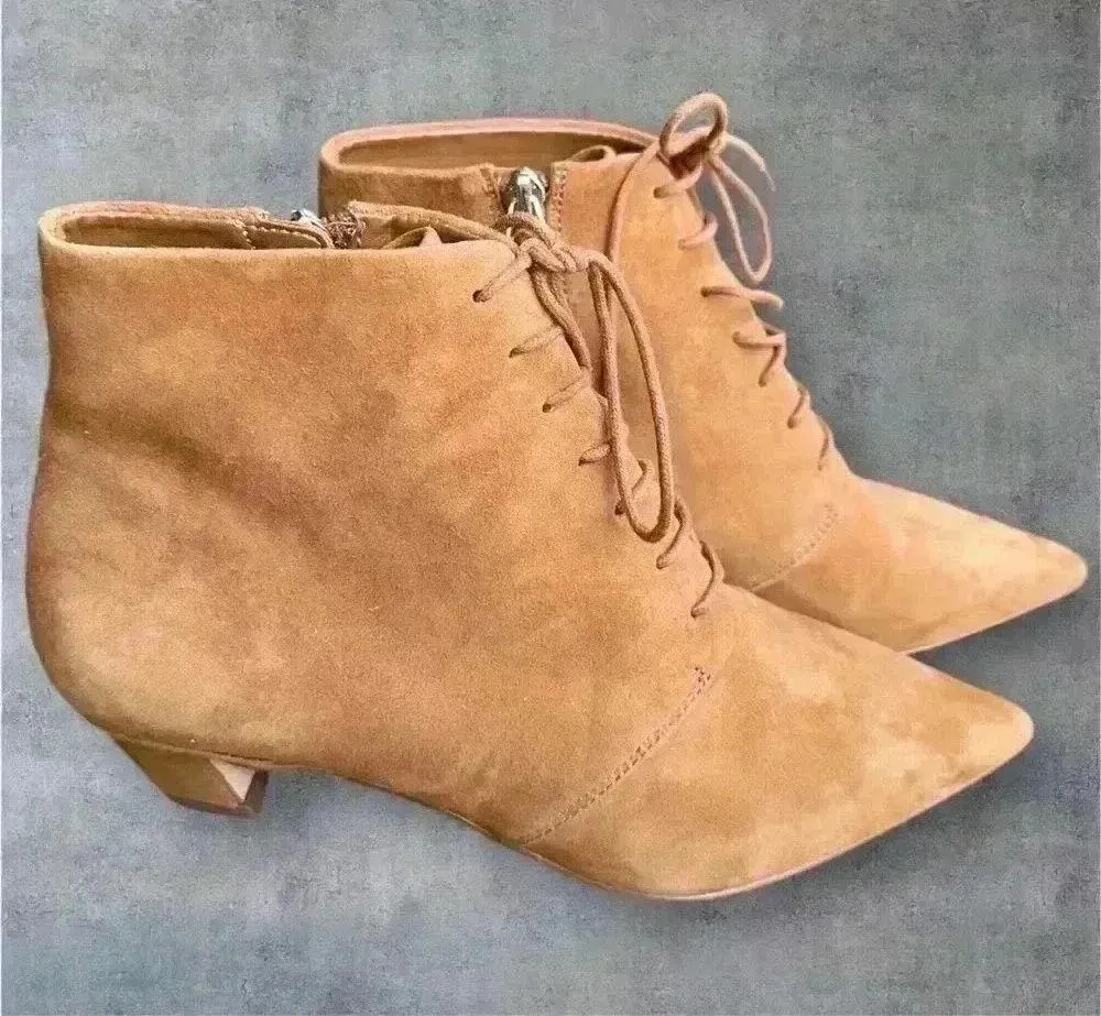 Nine West Shoes Women's 5.5 Beige Camel Tan Leather Yendira Ankle Bootie - Image 3