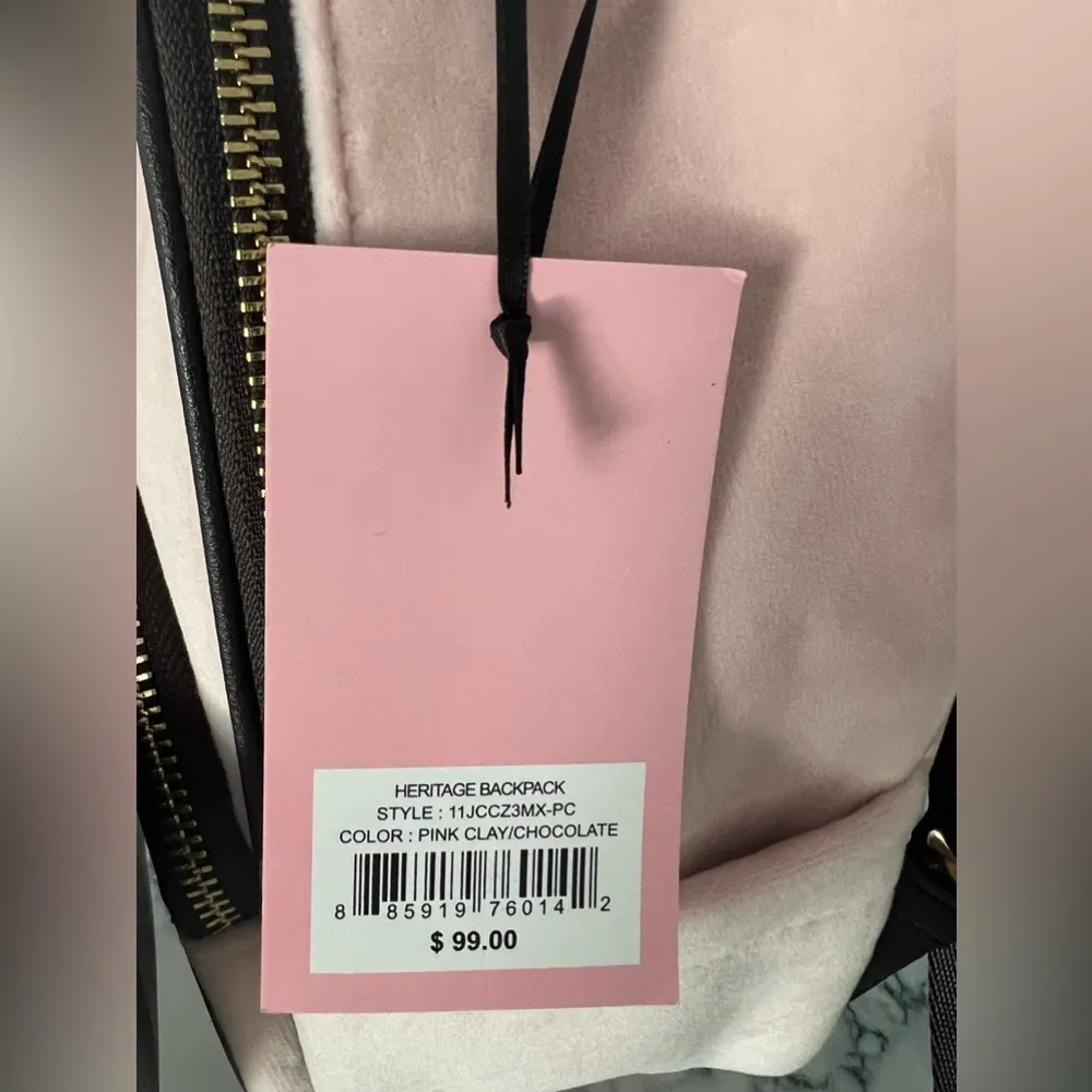 JUICY COUTURE Pink POWDER Blush Embroidered VELOUR Bag BACKPACK New $99 - Image 2