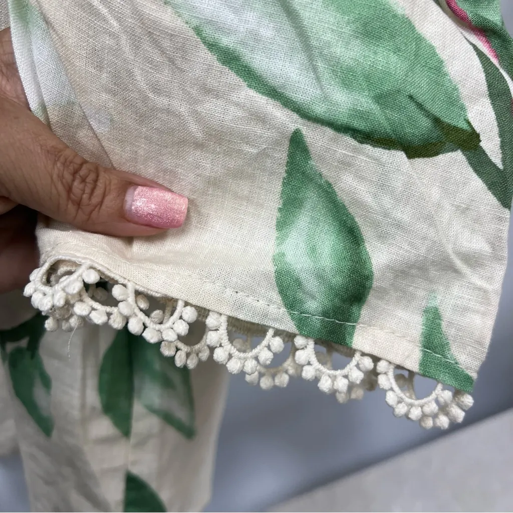 RACHEL Rachel Roy Floral Blouse with Puff Sleeves linen blend crochet trim S - Image 12