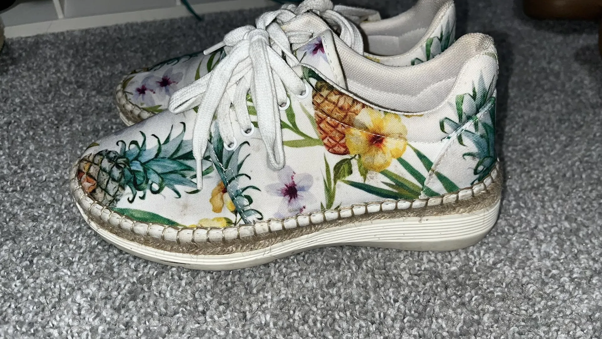 Free People Jackson White Tropical Print Espadrille Pineapple Sneakers - Image 4