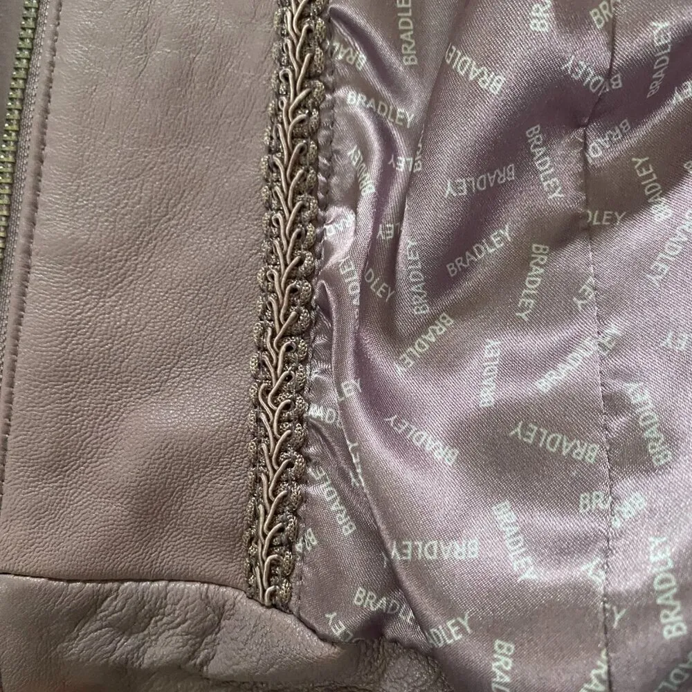 Bradley by Bradley Bayou long sleeve zip up soft rose pink/purple leather jacket - Image 11