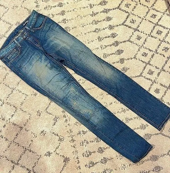 William Rast Blue Medium Wash Distressed Cotton Stretch Skinny Jeans Size 26 - Image 1
