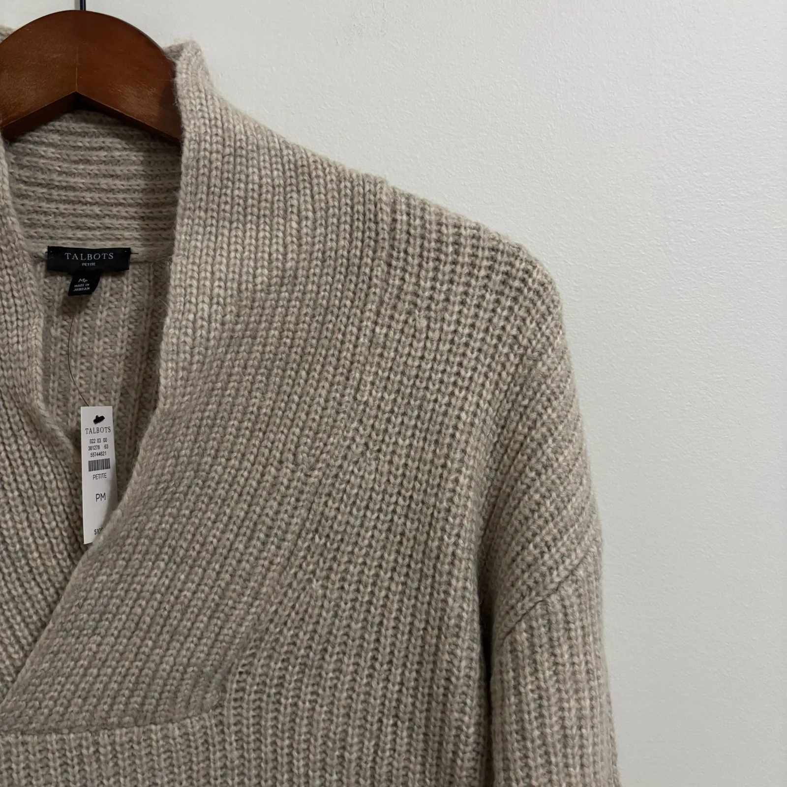 NWT Talbots Shawl Collar Knit Sweater Sz M Petite  - Image 3