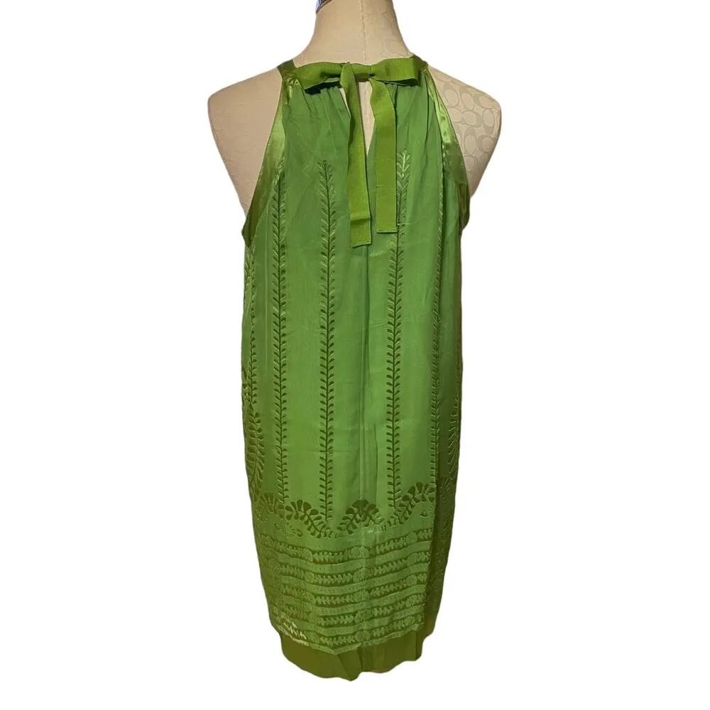 Studio M Silk Green Floral Halter Dress Size Large - Image 6