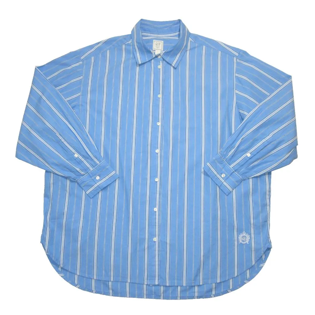 NWT GAP x Doen Organic Cotton Poplin PJ Shirt in Blue Stripe Oversized L Size L - Image 2