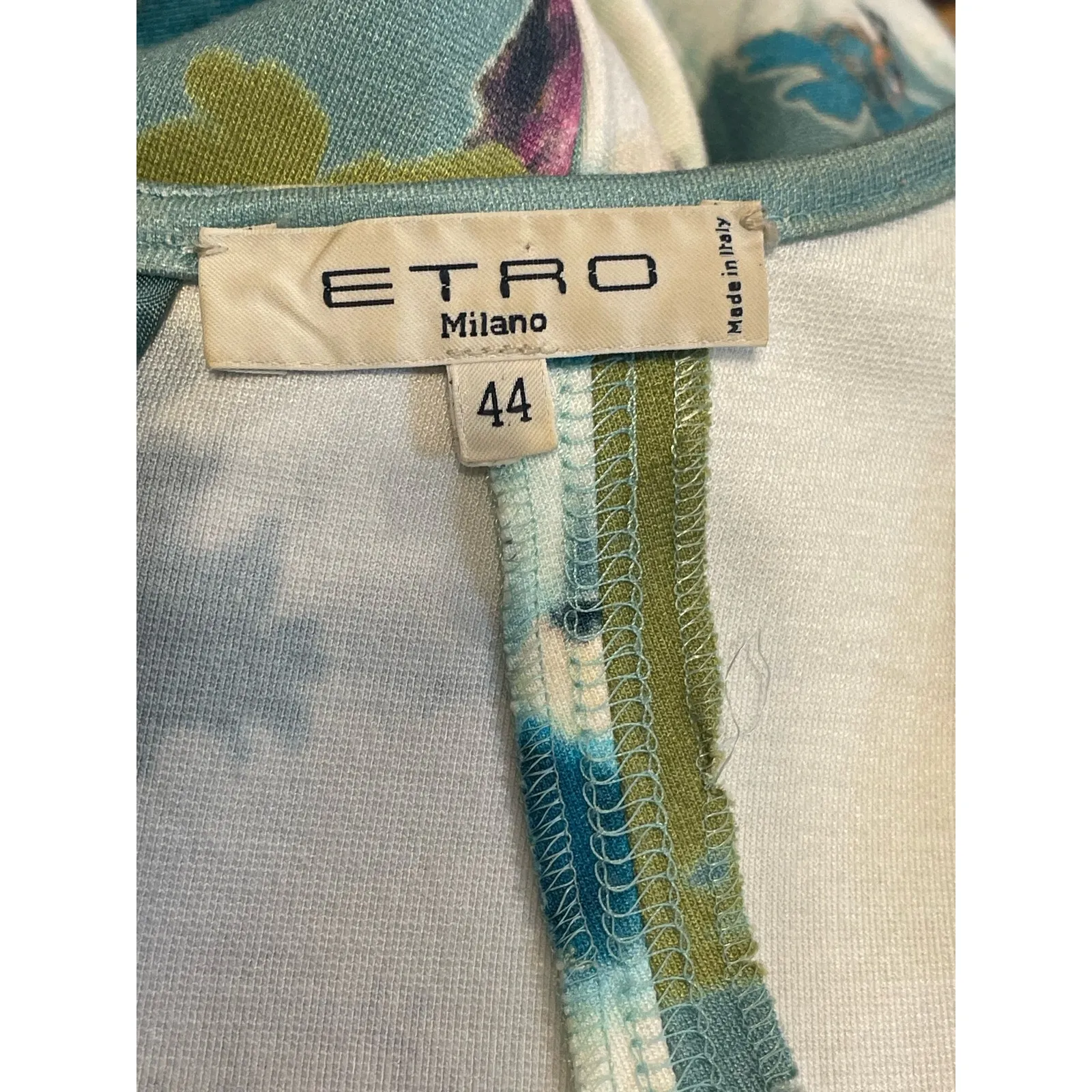 Etro Dress Size 40 Green Floral Stretch Knit Bodycon Cottage Core Country Club - Image 6