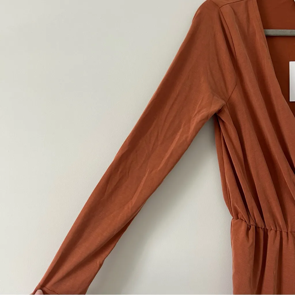 L’ Academie X Revolve The Judy Dress Long Sleeve Fitted Terracotta Brown NWT S - Image 6