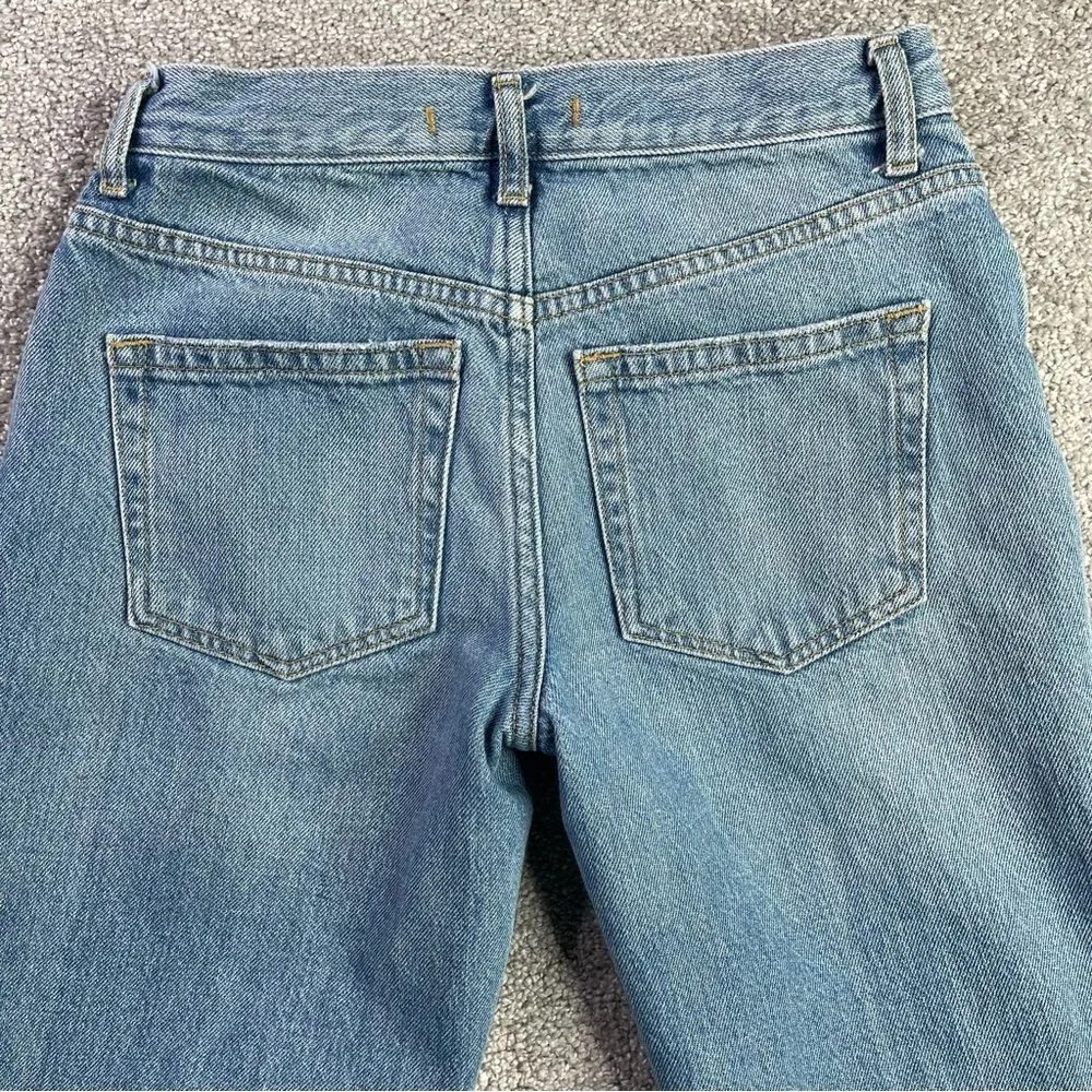 We The Free Jeans Women's 24 Blue Straight Mid-Rise Light Wash Relaxed Torn - Image 5