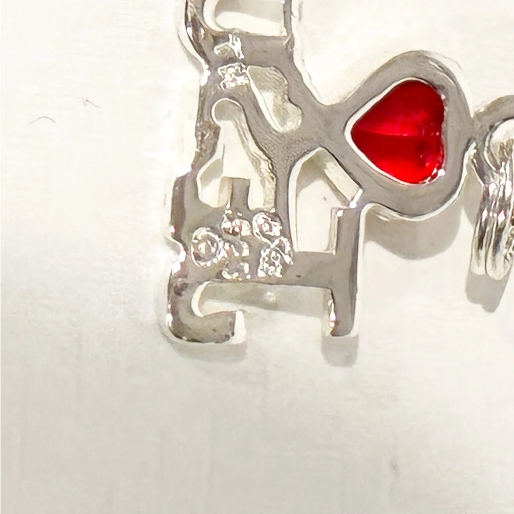 Sterling 925 Love Jesus Small Necklace Charm Jewelry Red Stone Silver - Image 3