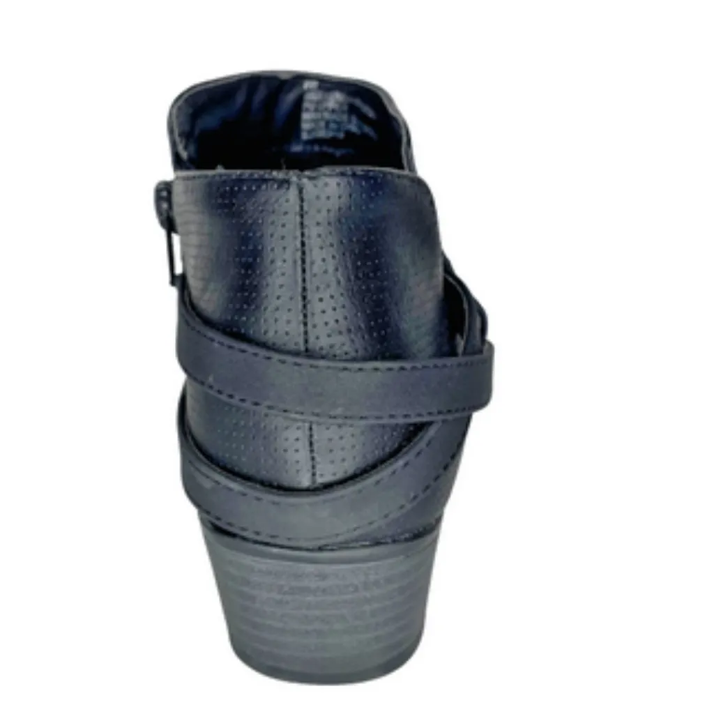 Harborsides Women's Memory Foam Black Strappy Almond Toe Bootie Office Career 6W Size 6 - Image 4