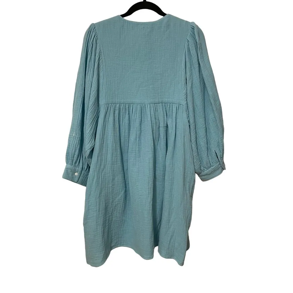 Tyler Boe 100% Cotton Blue Capri Angie Crinkle Dress Size Small - Image 5