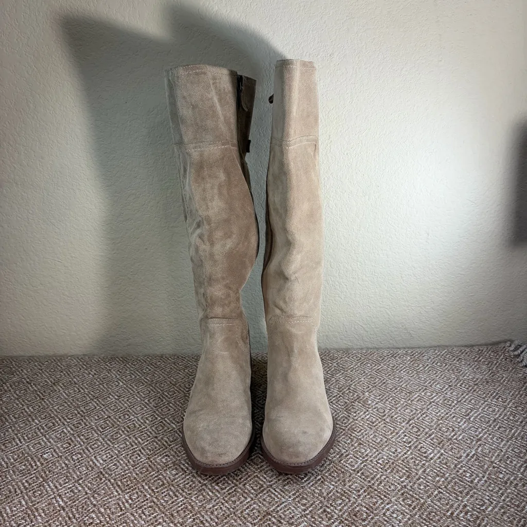 Sarto by Franco Sarto Coley Knee High Riding Boot Sz 7M Suede Leather Boho Party Tan - Image 3
