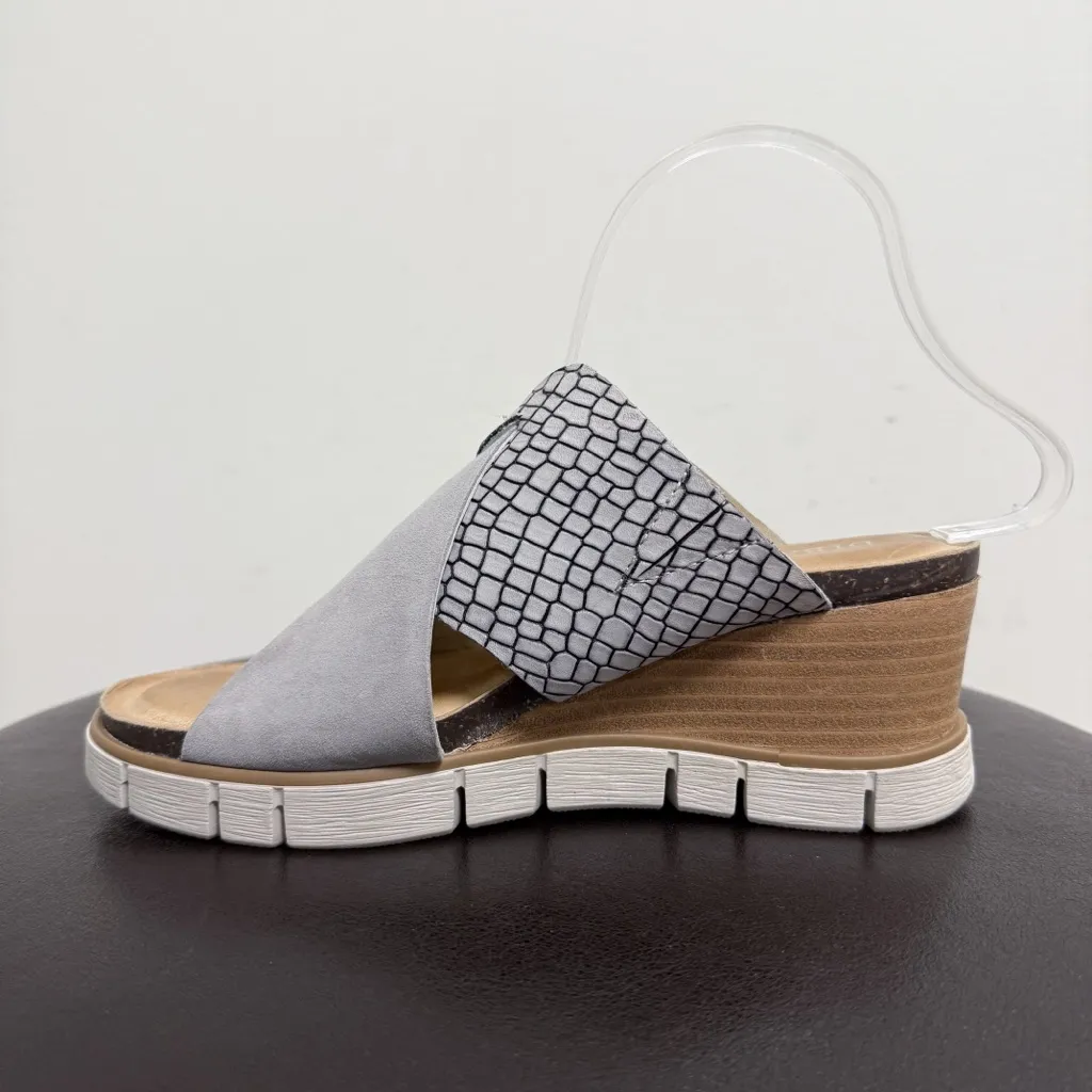 Diba True Grey Black Beachy Keen Suede Leather Wedge Slip On Platform Sandals Gray Size 8 - Image 2