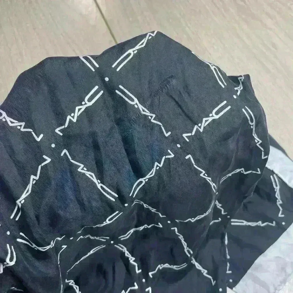 MAC‎ Authentic 100% Silk Scarf Y2K Handkerchief Black - Image 4