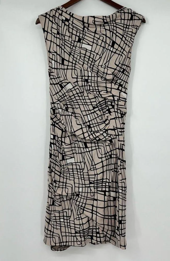 Diane Von Furstenberg DVF Ameerah dress Silk taupe & black ruched dress size 8 - Image 8