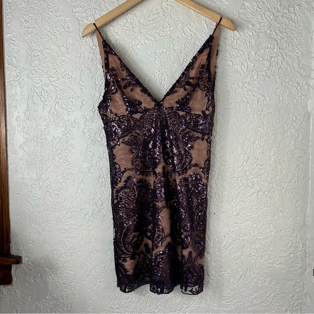Free People | Night Shimmers Sequin Party Mini Dress Purple Size 2 - Image 6