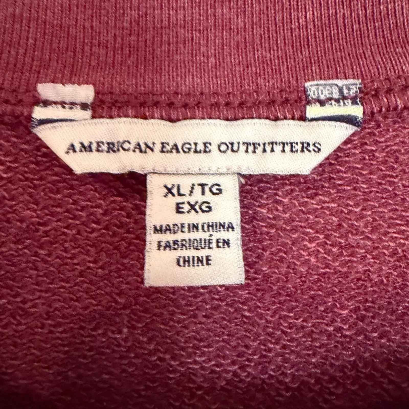 American Eagle Lace Up Cropped Sweatshirt Women's XL Burgundy Hippie Boho Y2K - Image 3