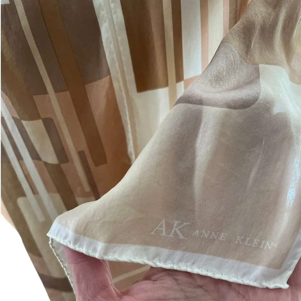 Liz Claiborne Anne Klein Women Scarves‎ Beige Tan Pink Silk Classic Old Money - Image 7