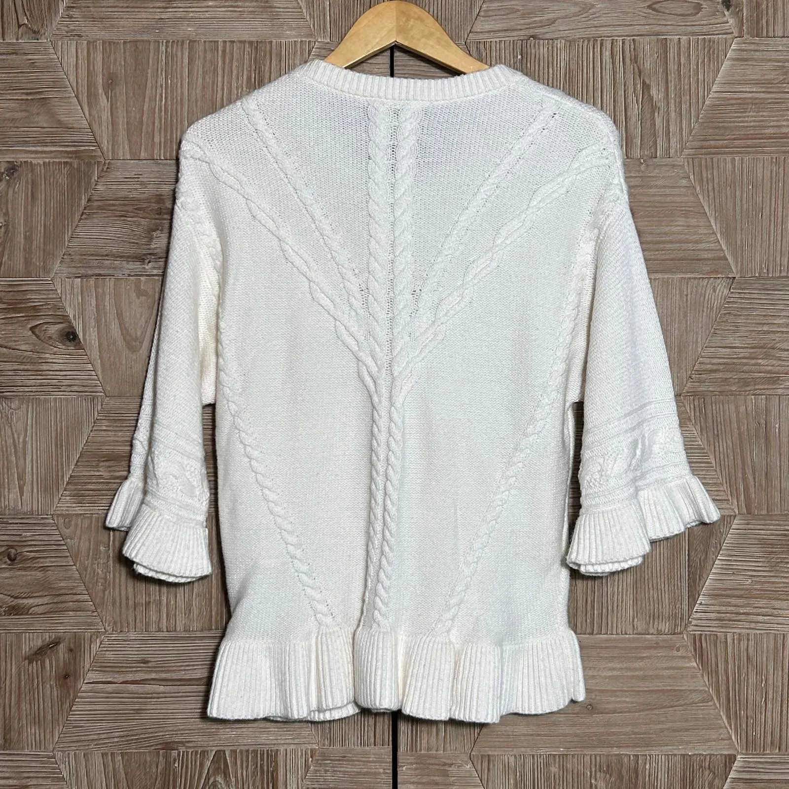 Kate Spade Womens Cream Knit Sweater Size M Wool / Cashmere Fairycore - Image 4