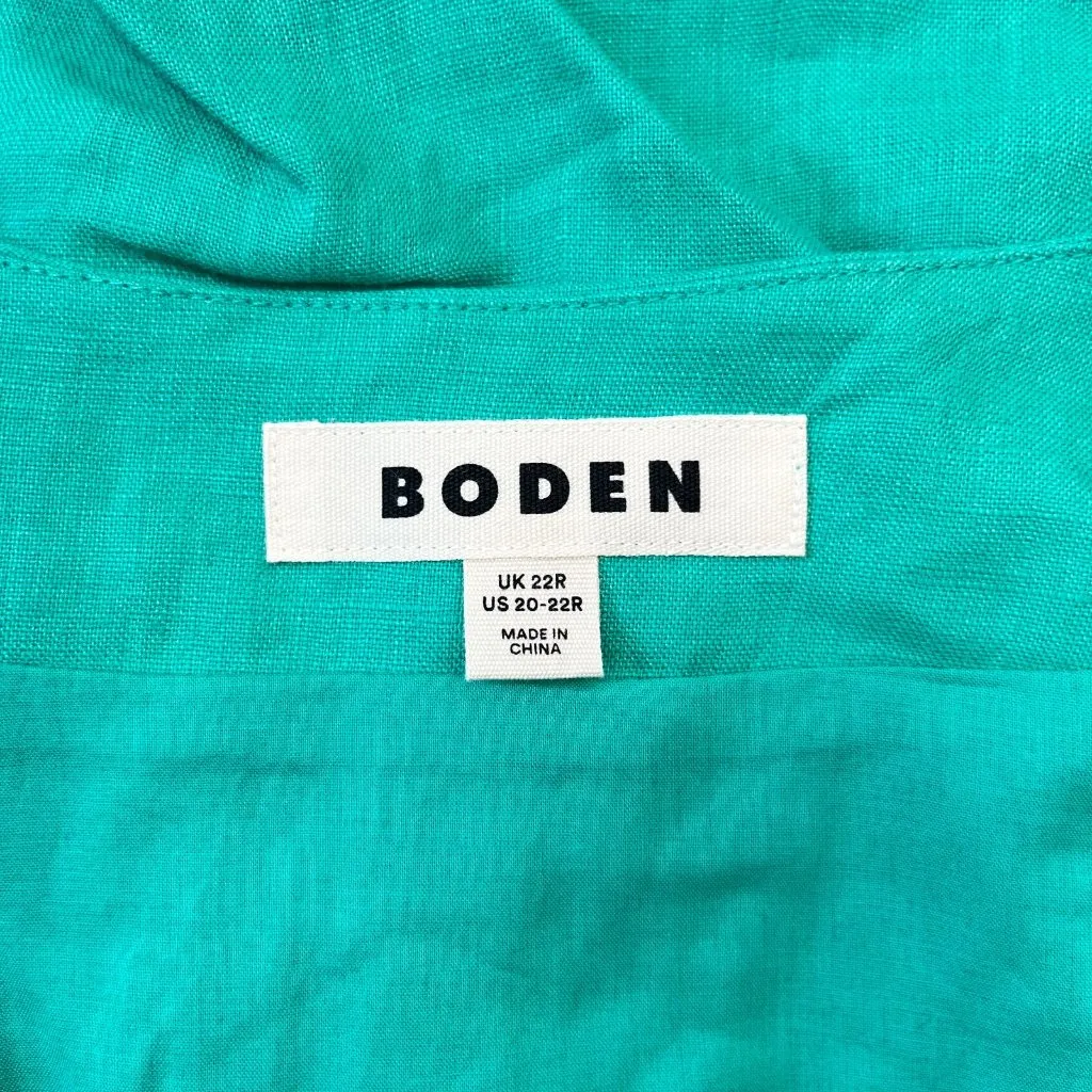 NWOT Boden Linen Aquamarine Green Ruffles Dress Size 20-22 Knee Length - Image 11