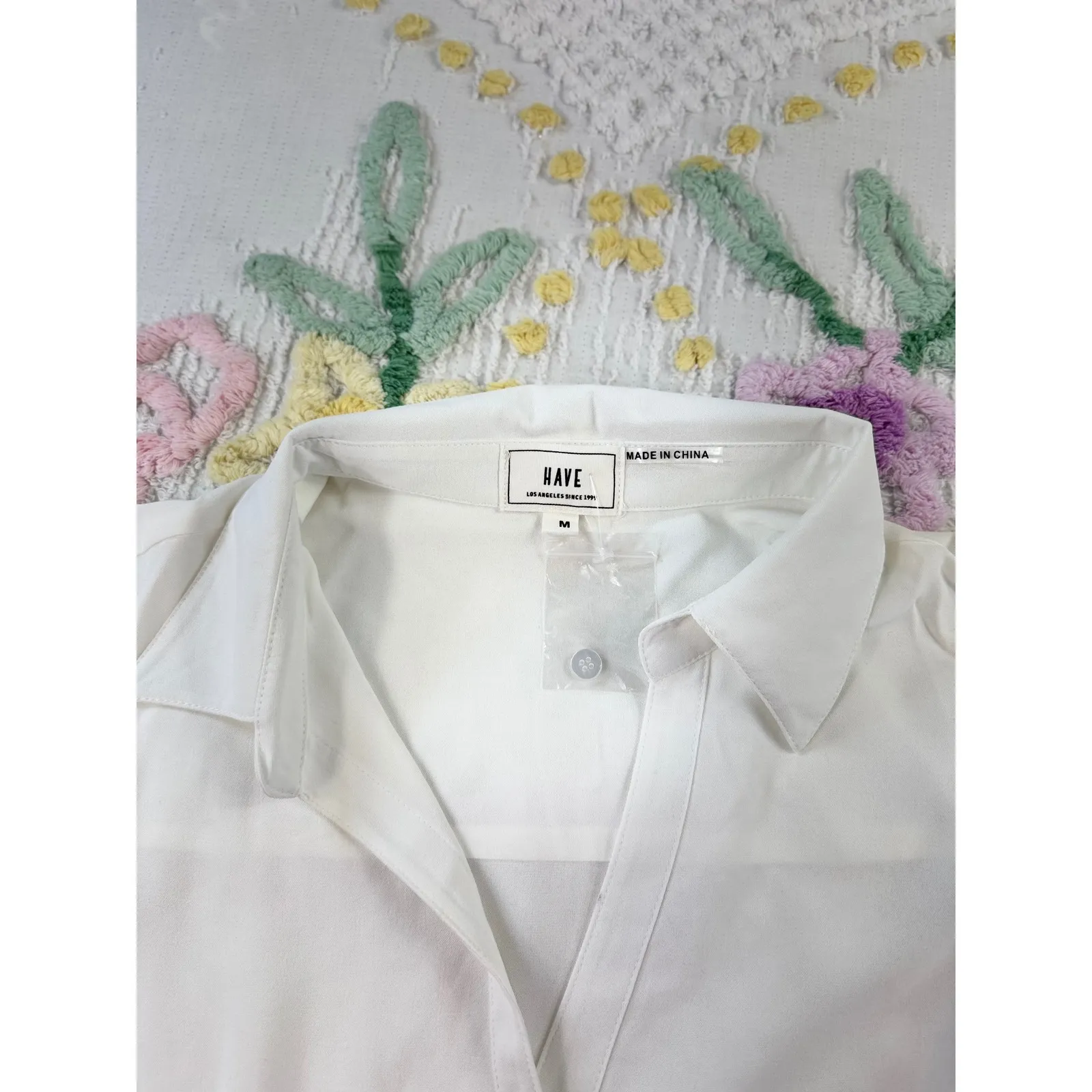 HAVE White Long Sleeve Collared Button Front Shirt Women's Size M Size M - Image 6