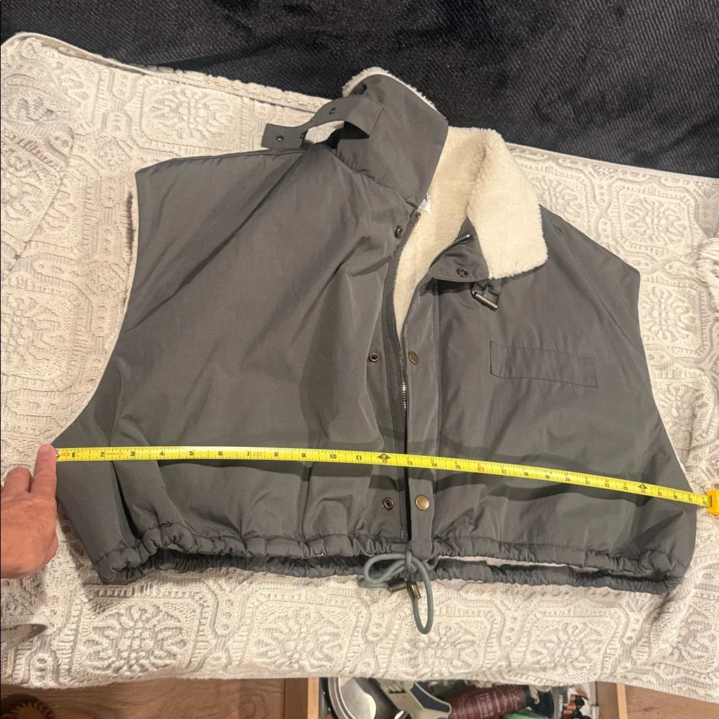 OAK + FORT WOMENS small gray Jacket with Cream Sherpa Collar - Image 7