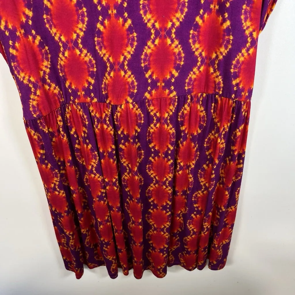 Soft Surroundings Kaveri Midi Dress Size 1X Wrap Front Tye Dye Boho Stretch - Image 8