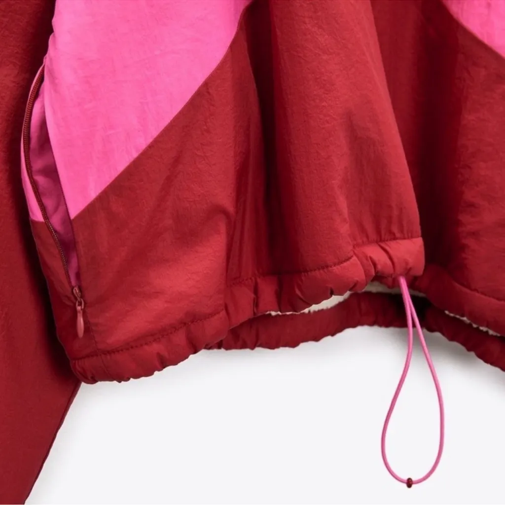 ZARA  Cropped Shearling Retro Colorblock Jacket M - Image 13