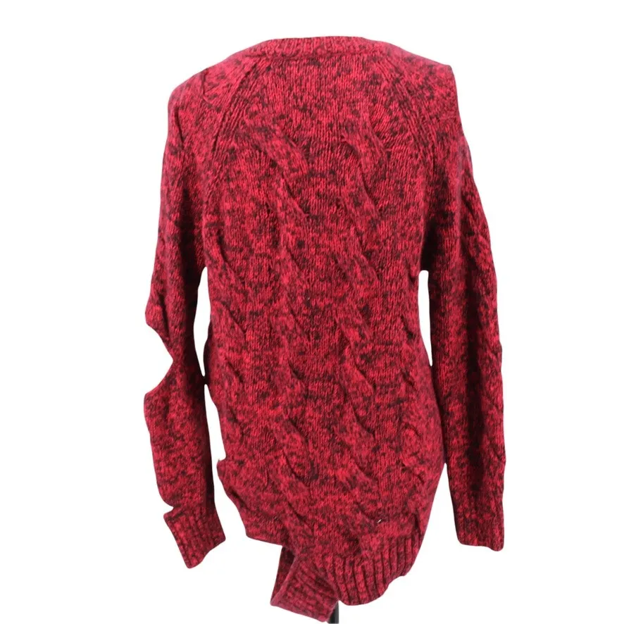 Zoe Jordan Haston Cashmere Wool Cut Out Sweater Jumper Red Black Distressed XS - Image 4