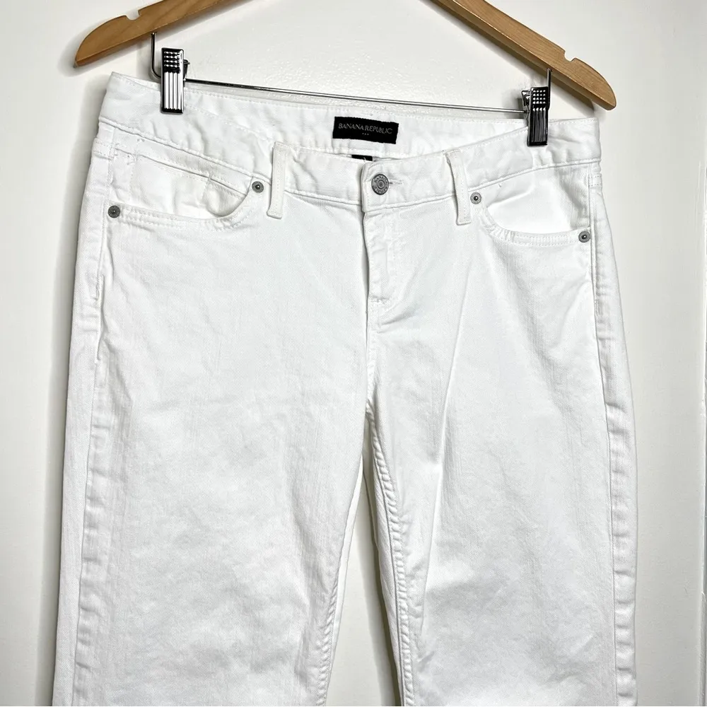 Banana Republic White Denim Boot Cut Jeans Mid Rise 30/10  31” inseam Flap pock. - Image 3