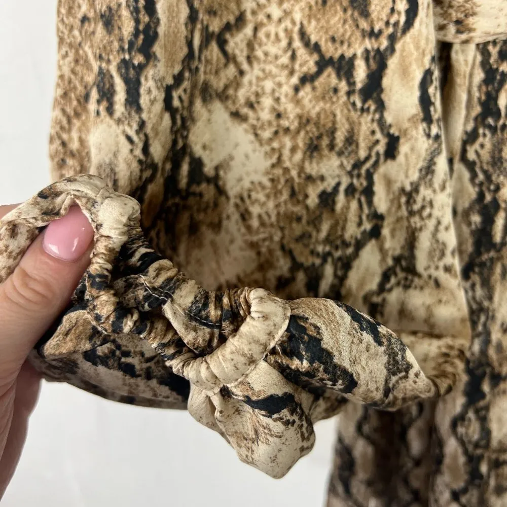 Ronny Kobo Orzora Snake Print Mini Dress Long Sleeves Size XS EUC Tan - Image 7