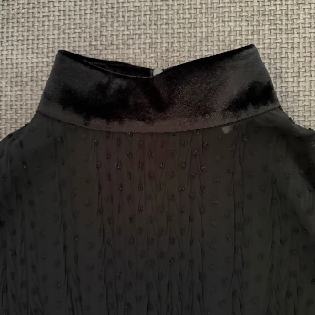 Mare Mare Black Sheer Blouse S Velvet Cuffs Whimsigoth Ethereal Top New Years - Image 4