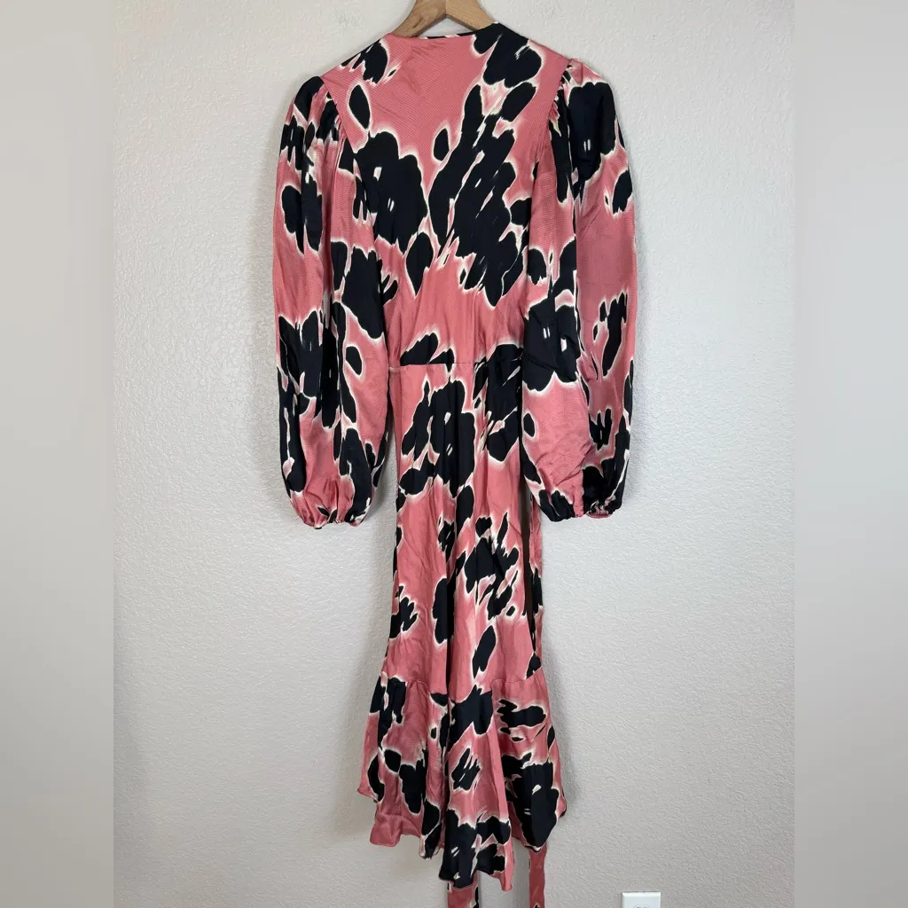 Tanya Taylor Long Sleeve Blaire Wrap Midi Dress in Garnet Rose Multi sz 0 $695 - Image 14